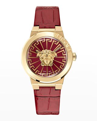 38mm Medusa Infinite Leather Watch, Red