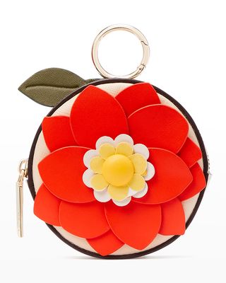 3d flower leather charm pouch