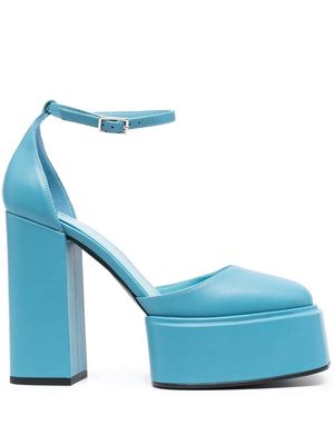 3juin 130mm leather block-heel shoes - Blue