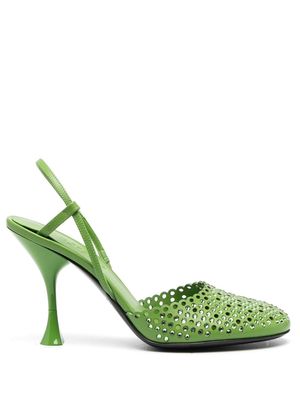 3juin crystal-embellished slingback pumps - Green