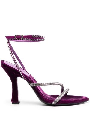 3juin crystal-strap velvet sandals - Purple