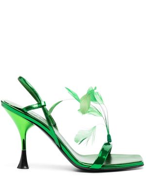3juin feather-embellished 100mm sandals - Green