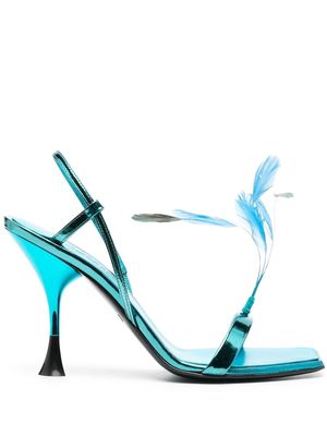 3juin feather-embellished 110mm sandals - Blue