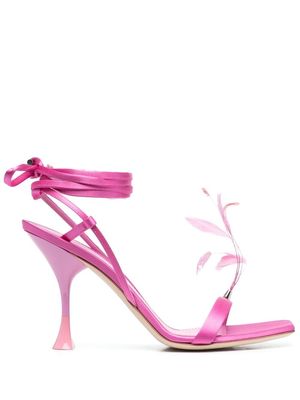 3juin Kimi 105mm feather-detail sandals - Pink