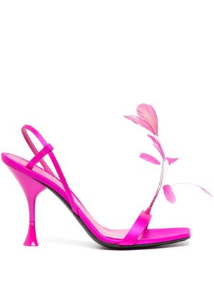 3juin Kimi 90mm feather-detail sandals - Pink