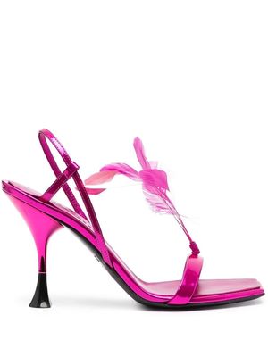 3juin Kimi feather-detail metallic sandals - Pink