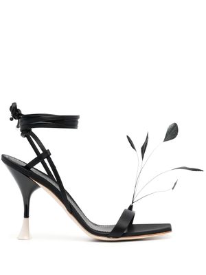 3juin Kimi feather-detail sandals - Black