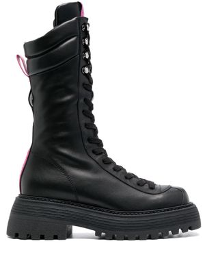 3juin logo-patch leather boots - Black