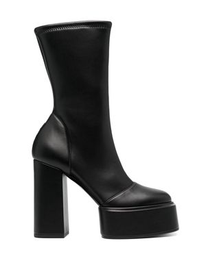3juin platform 130mm leather ankle boots - Black