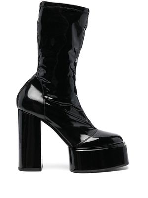 3juin platform patent-leather boots - Black