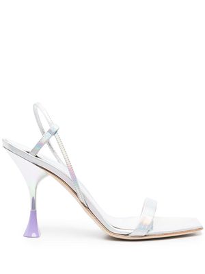 3juin square-toe 100mm iridescent sandals - Silver
