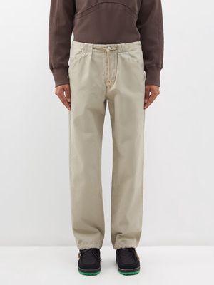 3man - Drawstring-waist Cotton Workwear Trousers - Mens - Grey