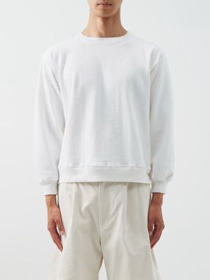 3man - Logo-patch Organic-cotton Jersey Sweatshirt - Mens - White