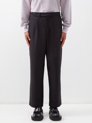 3man - Wool-twill Straight-leg Suit Trousers - Mens - Black