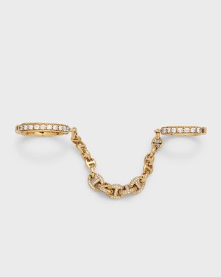 3mm Bonded Ring with Pave 5mm Links in 18K Yellow Gold - Size 7.5 and 3.5