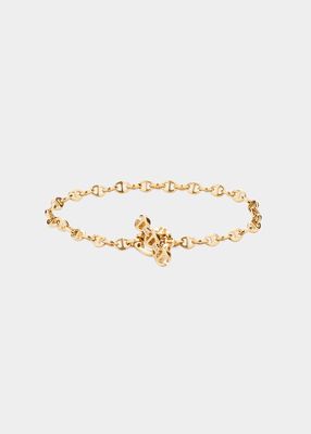 3mm Open-Link Bracelet with White Diamond Toggle in 18K Gold