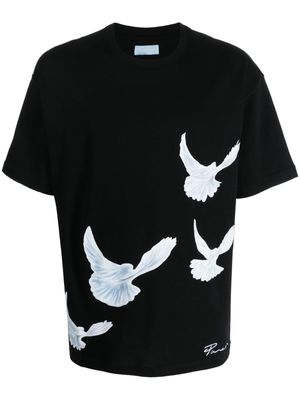 3PARADIS bird-print cotton T-shirt - Black