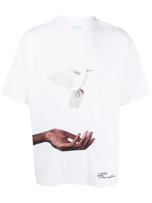 3PARADIS bird-print cotton T-shirt - White