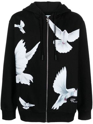 3PARADIS Freedom Doves cotton drawstring hoodie - Black