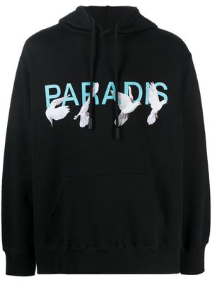 3PARADIS logo print cotton hoodie - Black