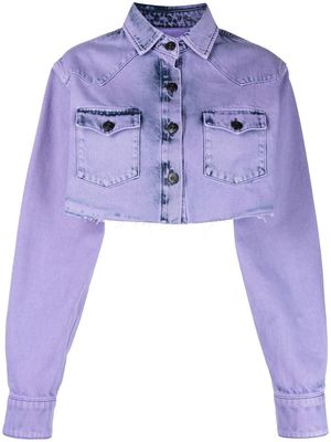 3x1 cropped raw-hem denim jacket - Purple