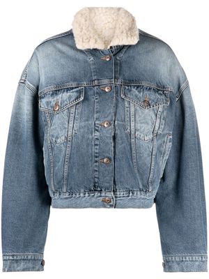 3x1 faux fur-collar denim jacket - Blue