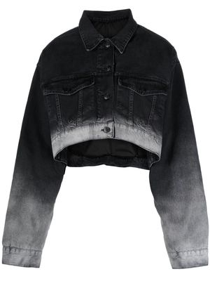 3x1 gradient cropped denim jacket - Black