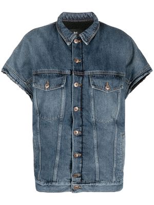 3x1 short-sleeve button-up denim jacket - Blue