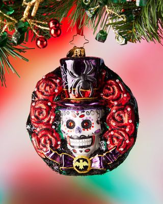 4.25" Spooky Skull Wreath Christmas Ornament