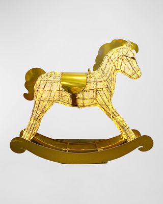 4' 3D Gold Rocking Horse with LED Lights