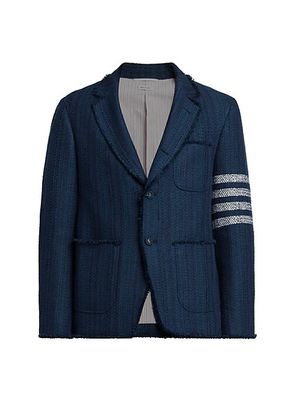 4-Bar Striped Frayed Edge Tweed Jacket