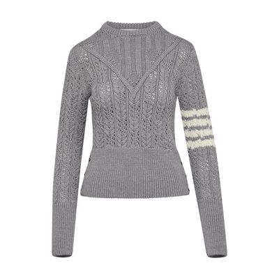 4-Bar sweater in pointelle knit