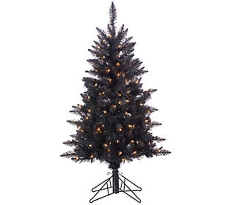 4' Black Tuscany Tinsel Tree w/150 Lights by Ge rson Co.