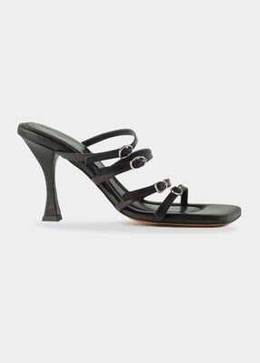 4-Buckle High-Heel Slide Sandals