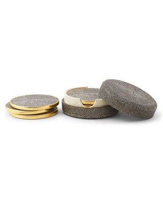 4 Embossed Faux-Shagreen Coasters