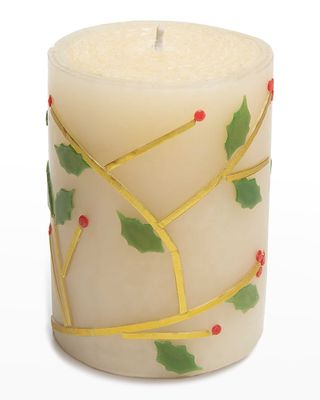 4" Holly Pillar Candle