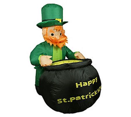 4' Inflatable Lighted Leprechaun with Pot of Go ld St. Patrick