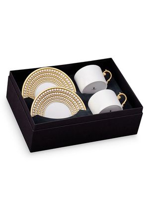 4-Piece Perlée Tea Cup & Saucer Set - Gold - Gold