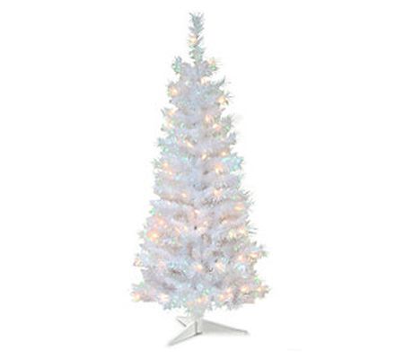 4' White Iridescent Tinsel Tree with Clear Ligh ts