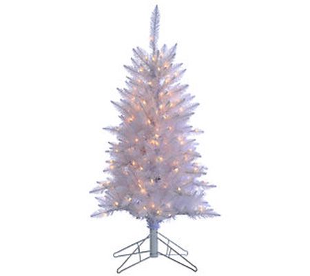 4' White Tiffany Tinsel Tree with 150 Lights by Gerson Co.