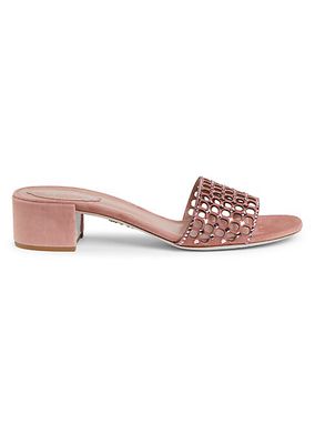 40MM Crystal-Embellished Suede Sandals