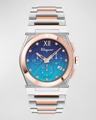 40mm Vega Chrono Watch with Diamonds, Two-Tone
