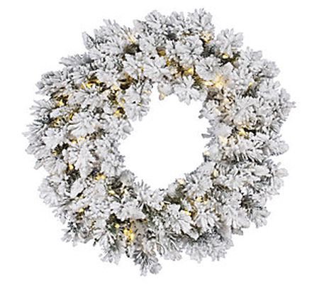 42" Flocked Snow Ridge Wreath LED by Vickerman