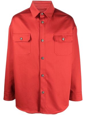 424 button-down fitted shirt jacket - Red