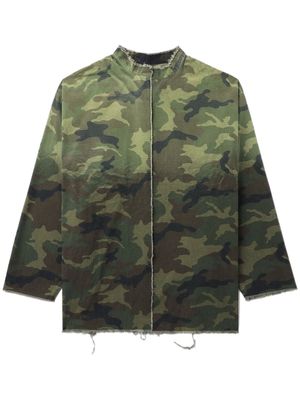 424 camouflage-print distressed-hem jacket - Green