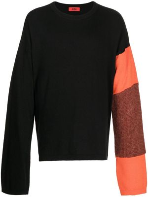 424 contrast-panel knitted sweater - Black