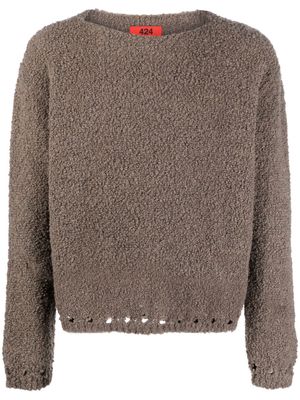 424 cutout-detail fleece-texture jumper - Brown