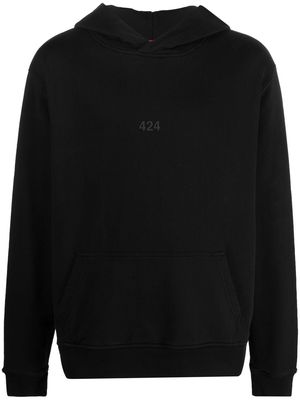 424 debossed-logo cotton hoodie - Black