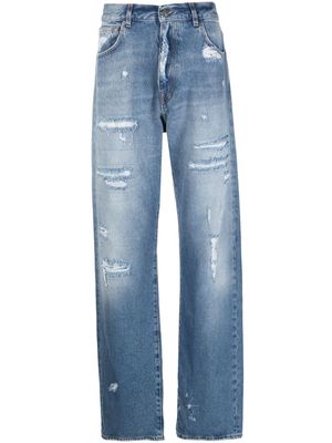 424 distressed-finish straight-leg jeans - Blue