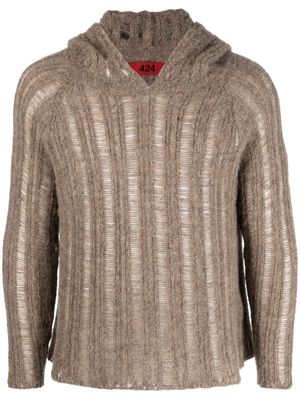 424 drop-stitch knit alpaca wool-blend hoodie - Brown